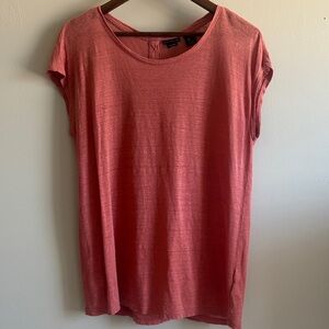 Tahari 100% Linen Coral Tee Top Size Large Lightweight Summer